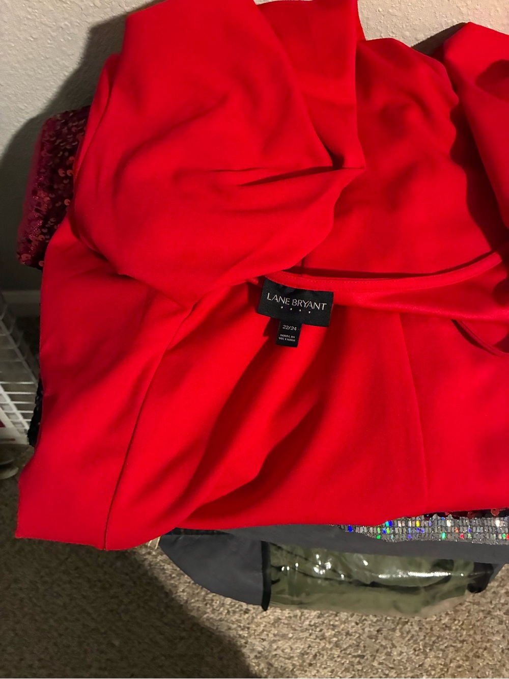 Lane Bryant Red Midi Dress with V-Neck